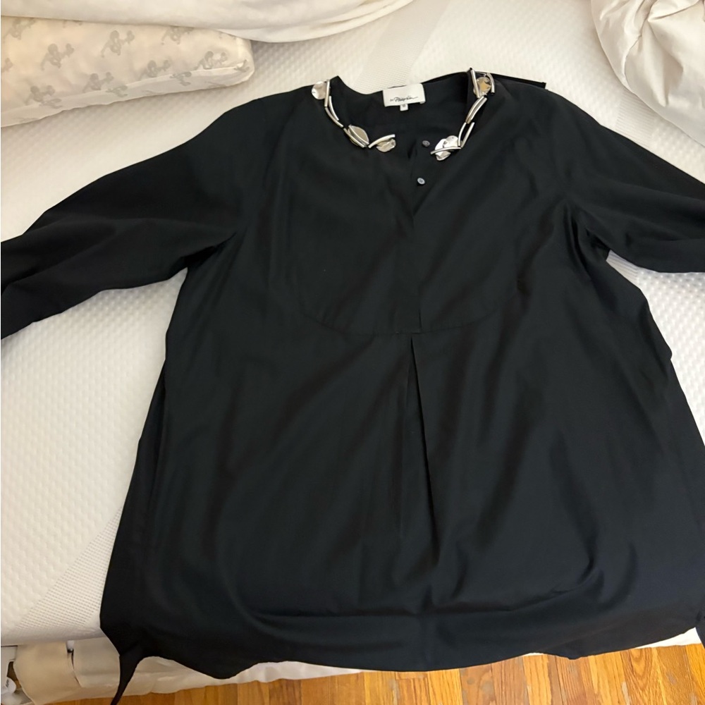 3.1 Phillip Lim Black Blouse with Necklace Detail
